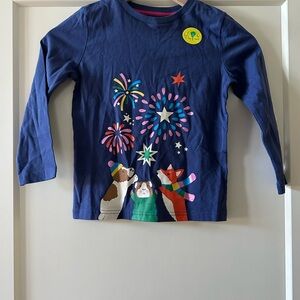 Mini Boden Navy Fireworks Long Sleeve Tee 5-6